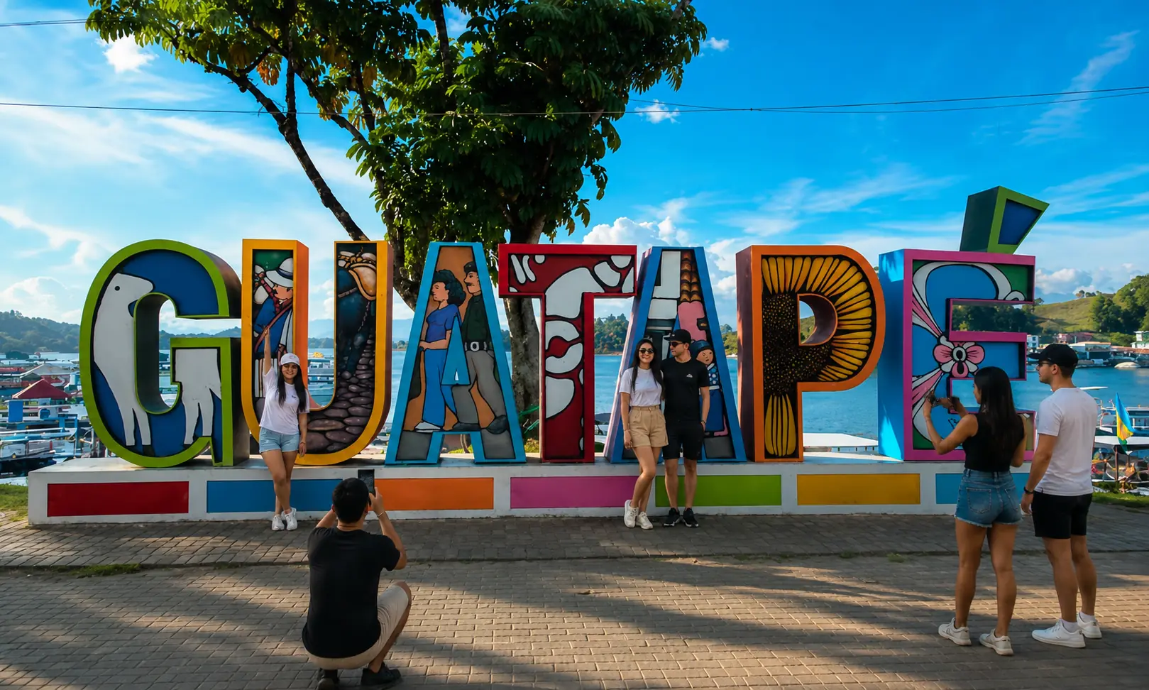 Letras de Guatapé junto al embalse